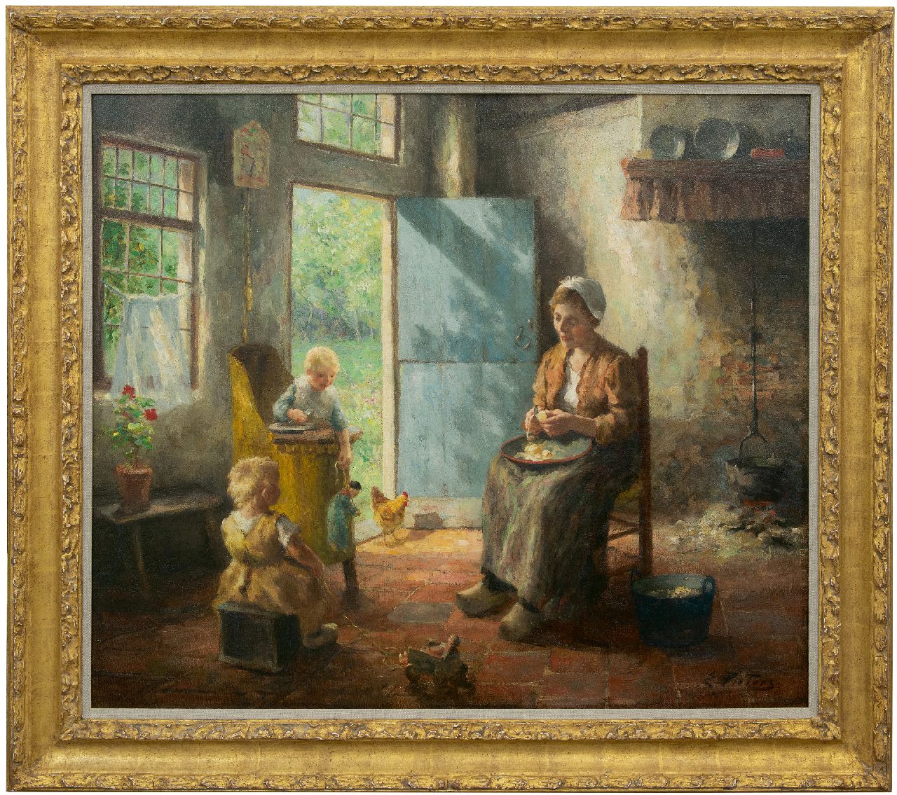 Pieters E.  | Evert Pieters, Domestic bliss, oil on canvas 79.2 x 93.3 cm, signed l.r.