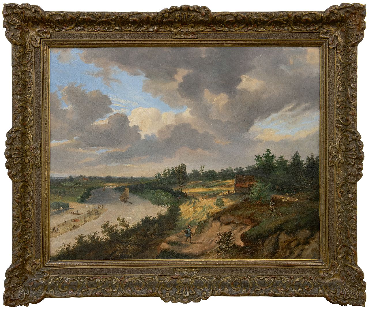 Braak L.R. van den | Leonardus Raphael van den Braak | Paintings offered for sale | A wood transport on the Rhine, oil on canvas 63.0 x 80.0 cm, signed l.r. and dated 1857