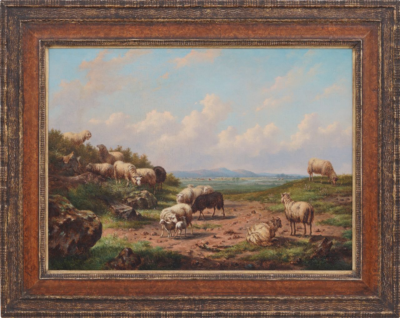 Verwee L.P.  | Louis Pierre Verwee | Paintings offered for sale | Sheep in an extensive landscape, oil on canvas 55.8 x 75.5 cm, signed l.c.