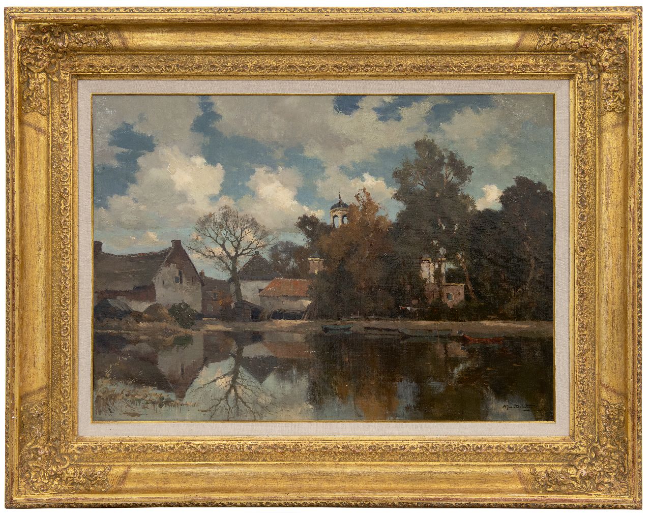 Driesten A.J. van | Arend Jan van Driesten | Paintings offered for sale | Village near the water, oil on canvas 50.5 x 70.0 cm, signed l.r.