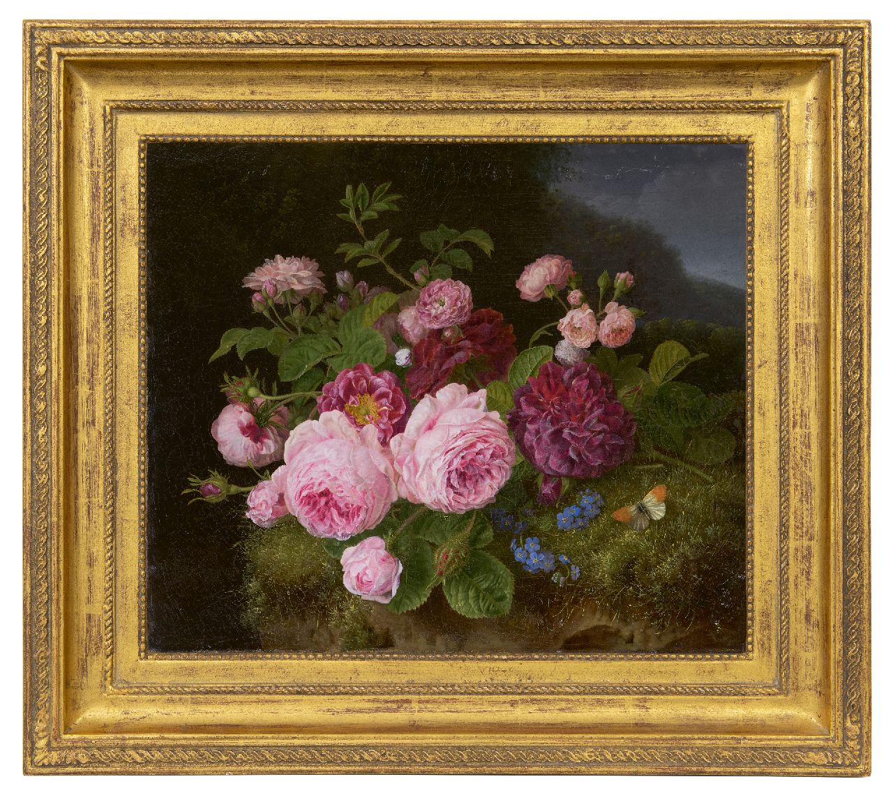Knip H.G.  | 'Henriëtte' Geertruida Knip | Paintings offered for sale | Roses on the forest soil, oil on canvas 36.3 x 42.7 cm