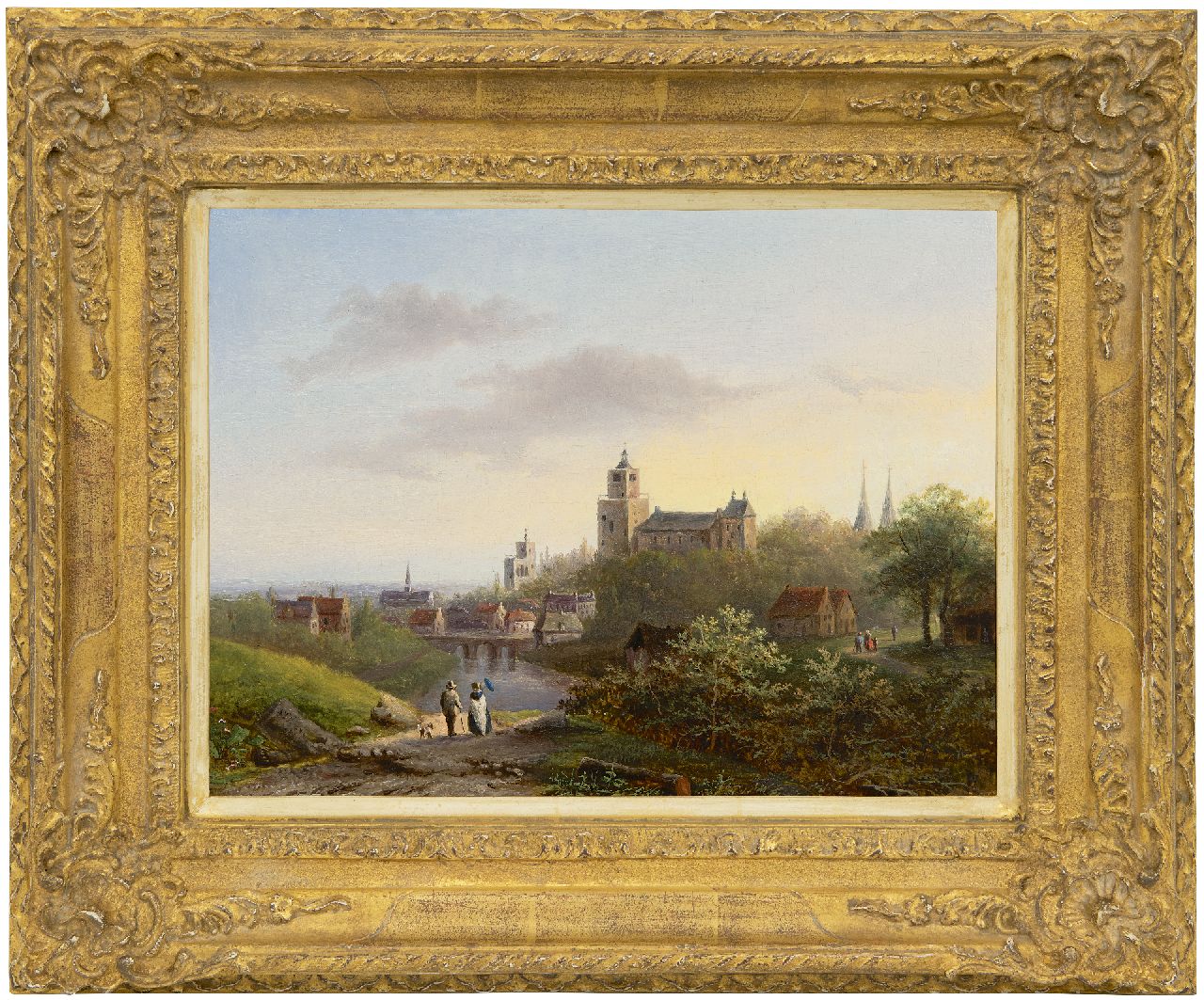 Hekking C.J.A.  | Carel Josephus Antonius Hekking | Paintings offered for sale | A view on Cleve with the Zwanenburcht and 'Belvédère' tower of B.C. Koekkoek, oil on panel 25.3 x 34.1 cm, signed l.l.