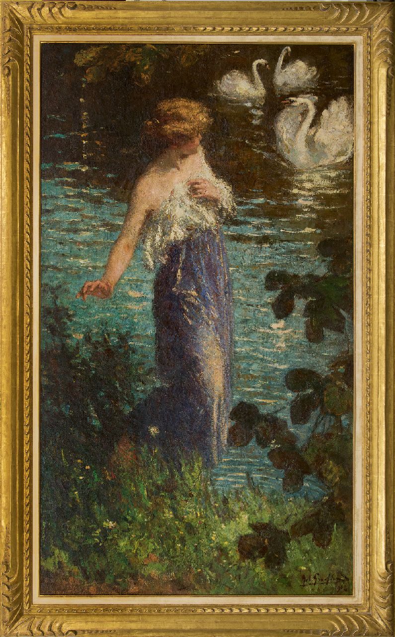 Graafland R.A.A.J.  | Robert Archibald Antonius Joan 'Rob' Graafland, Le cygne méchant, oil on canvas 168.2 x 96.2 cm, signed l.r. and dated 1908