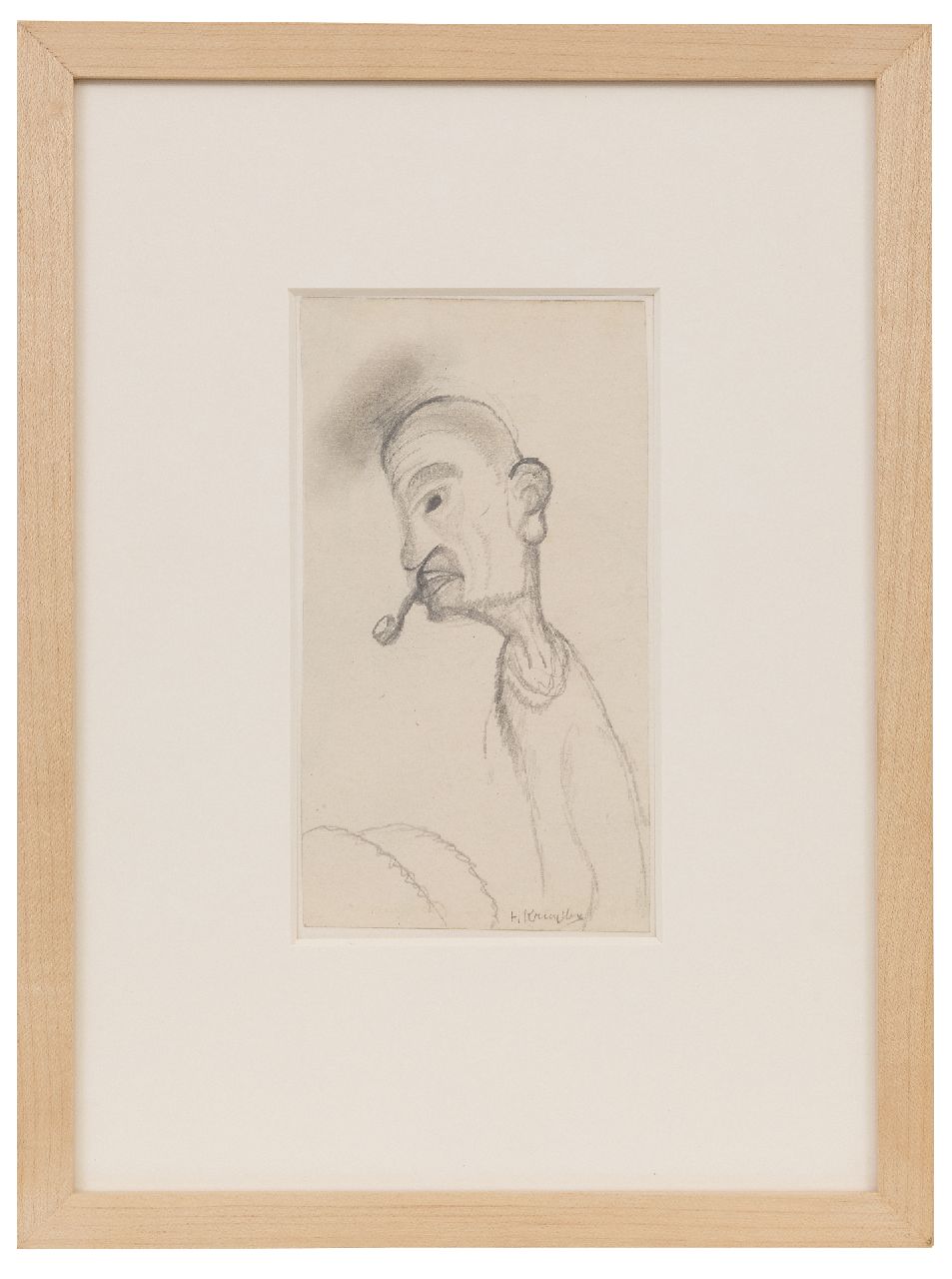 Kruyder H.J.  | 'Herman' Justus Kruyder | Watercolours and drawings offered for sale | Man with pipe, pencil on paper 17.3 x 9.6 cm, signed l.r.