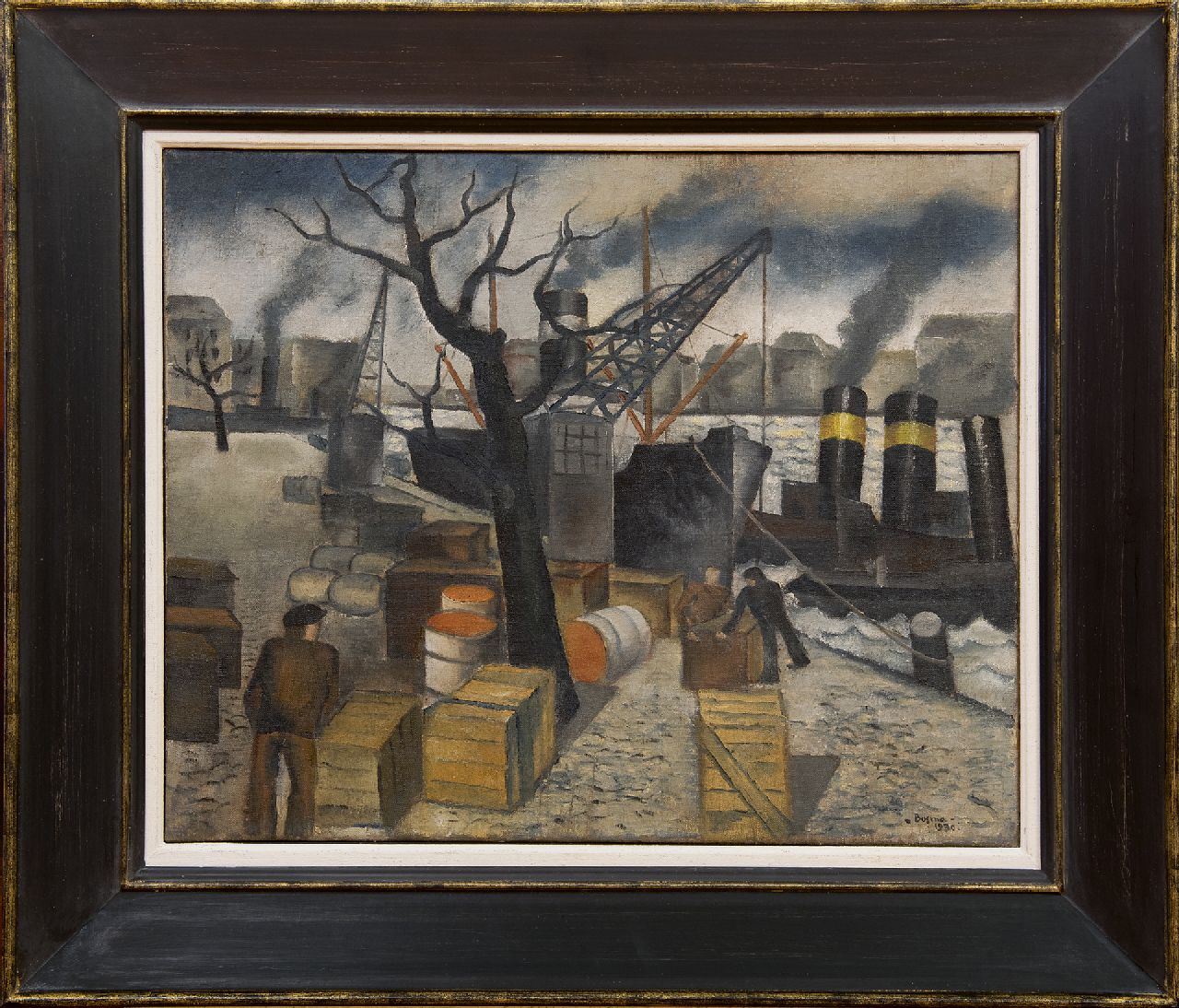 Bosma W.  | Willem 'Wim' Bosma, In the harbour, oil on canvas 45.2 x 55.4 cm, signed l.r. and dated 1930