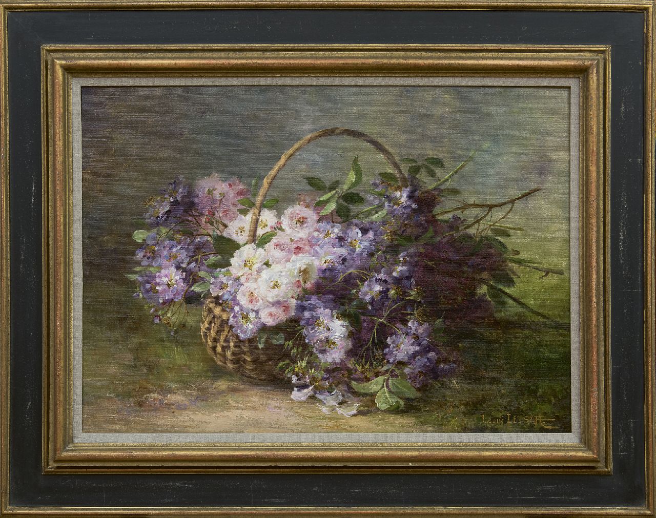 Letsch L.A.  | Ludwig Andreas 'Louis' Letsch, Roses in a basket, oil on canvas 46.5 x 66.3 cm, signed l.r.