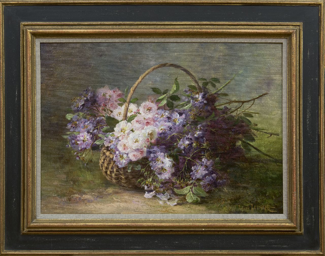 Letsch L.A.  | Ludwig Andreas 'Louis' Letsch, Roses in a basket, oil on canvas 46.5 x 66.3 cm, signed l.r.