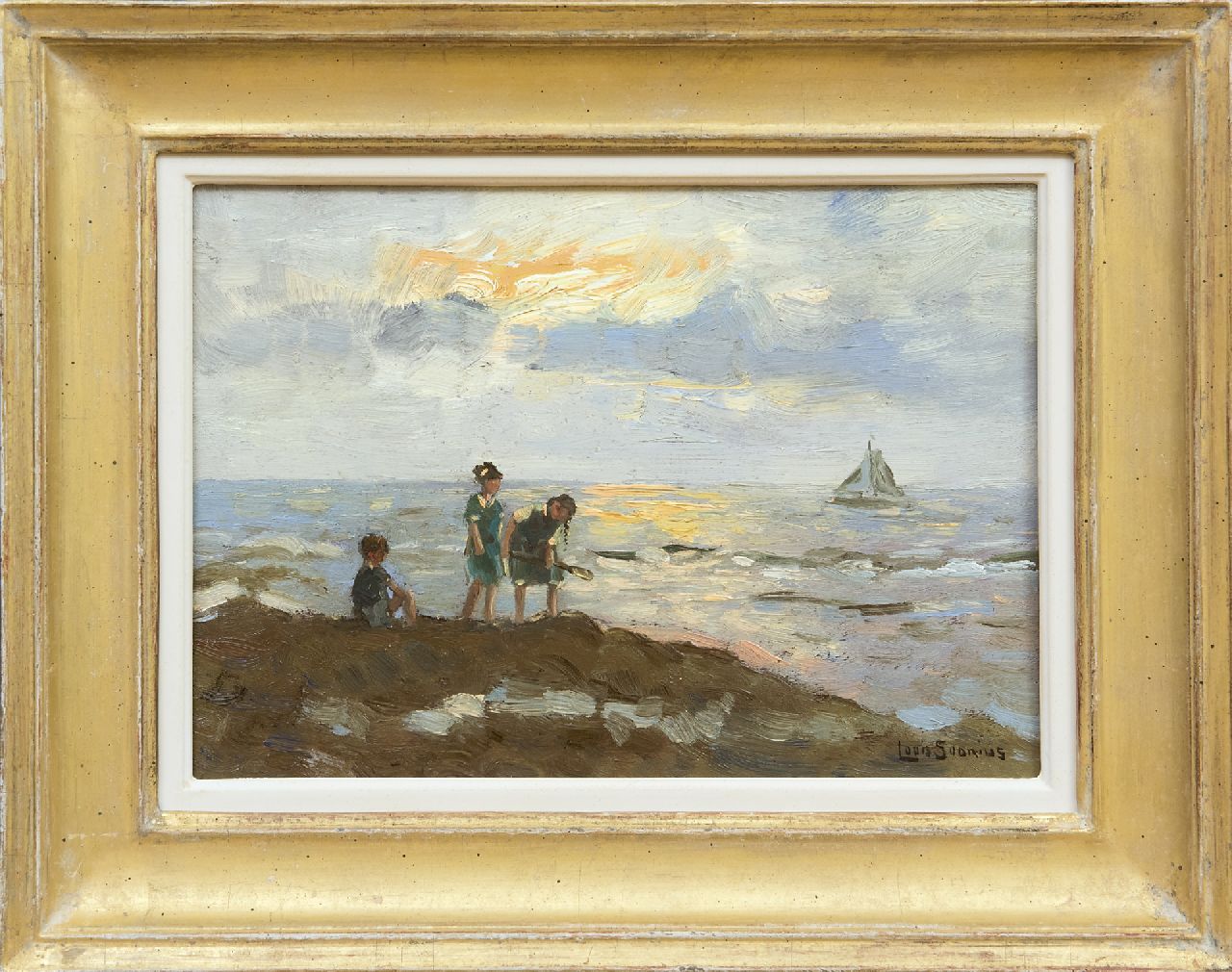 Soonius L.  | Lodewijk 'Louis' Soonius, Children on the beach, oil on panel 19.9 x 28.0 cm, signed l.r.