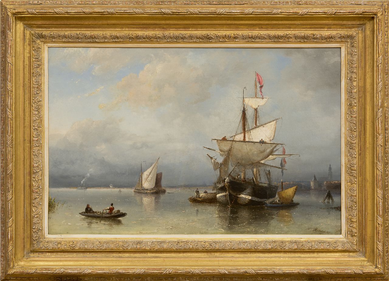 Riegen N.  | Nicolaas Riegen, Sailing ships on the IJ near Amsterdam, oil on canvas 44.5 x 67.3 cm, signed l.r.