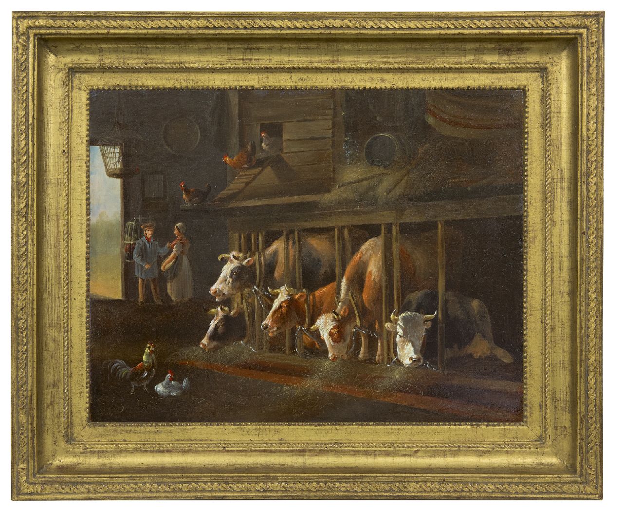 Verhoesen A.  | Albertus Verhoesen | Paintings offered for sale | A barn interior, oil on panel 36.7 x 47.6 cm, signed l.r.