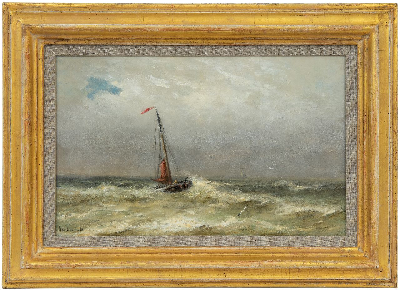 Laan G. van der | Gerard van der Laan, Fisching boat, oil on panel 20.1 x 32.5 cm, signed l.l.