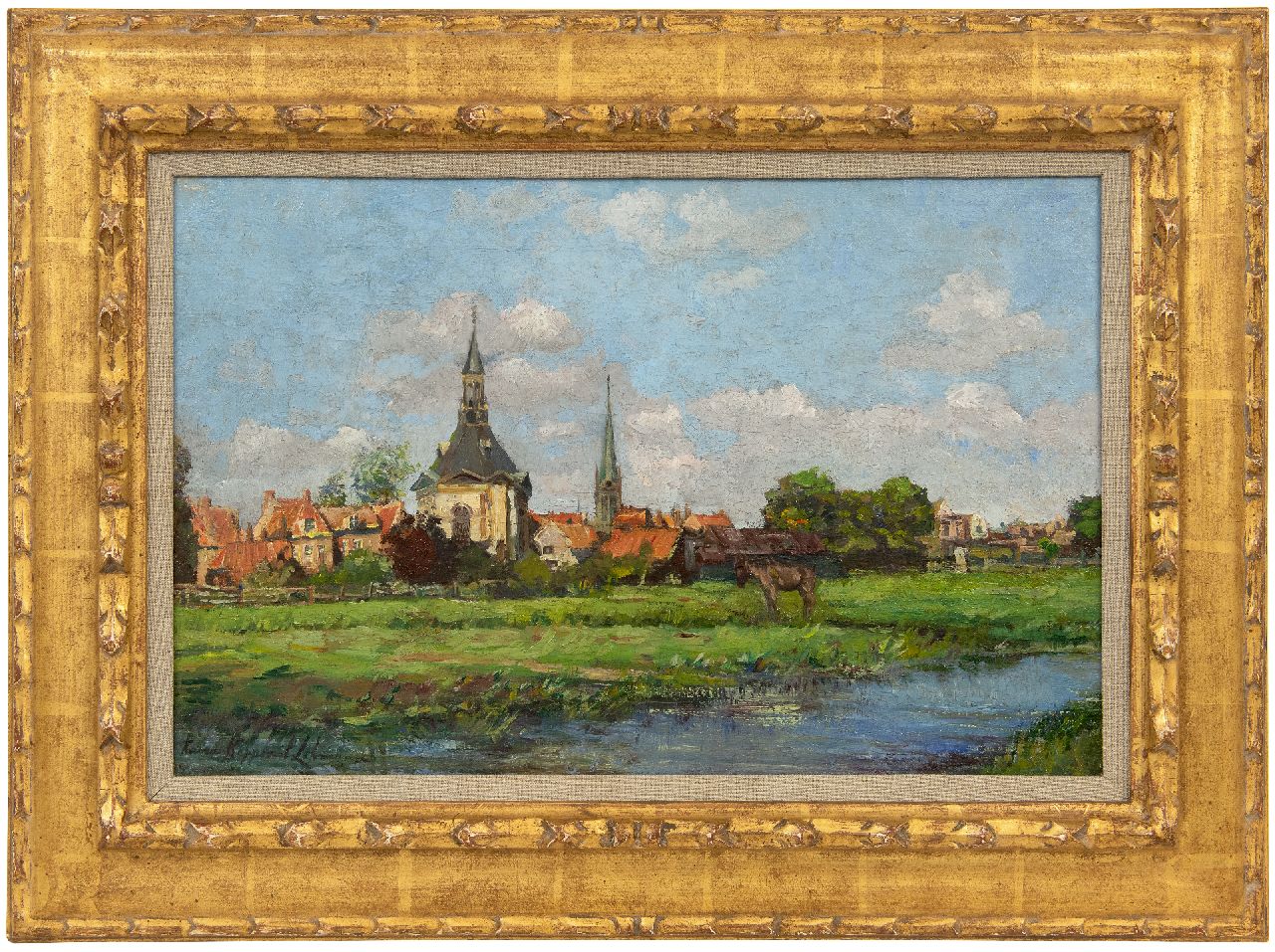Lehmann A.E.F.  | 'Anna' Elisabeth Frederika Lehmann, A view of Leidschendam with the Dorpskerk, oil on canvas 30.0 x 46.0 cm, signed l.l.
