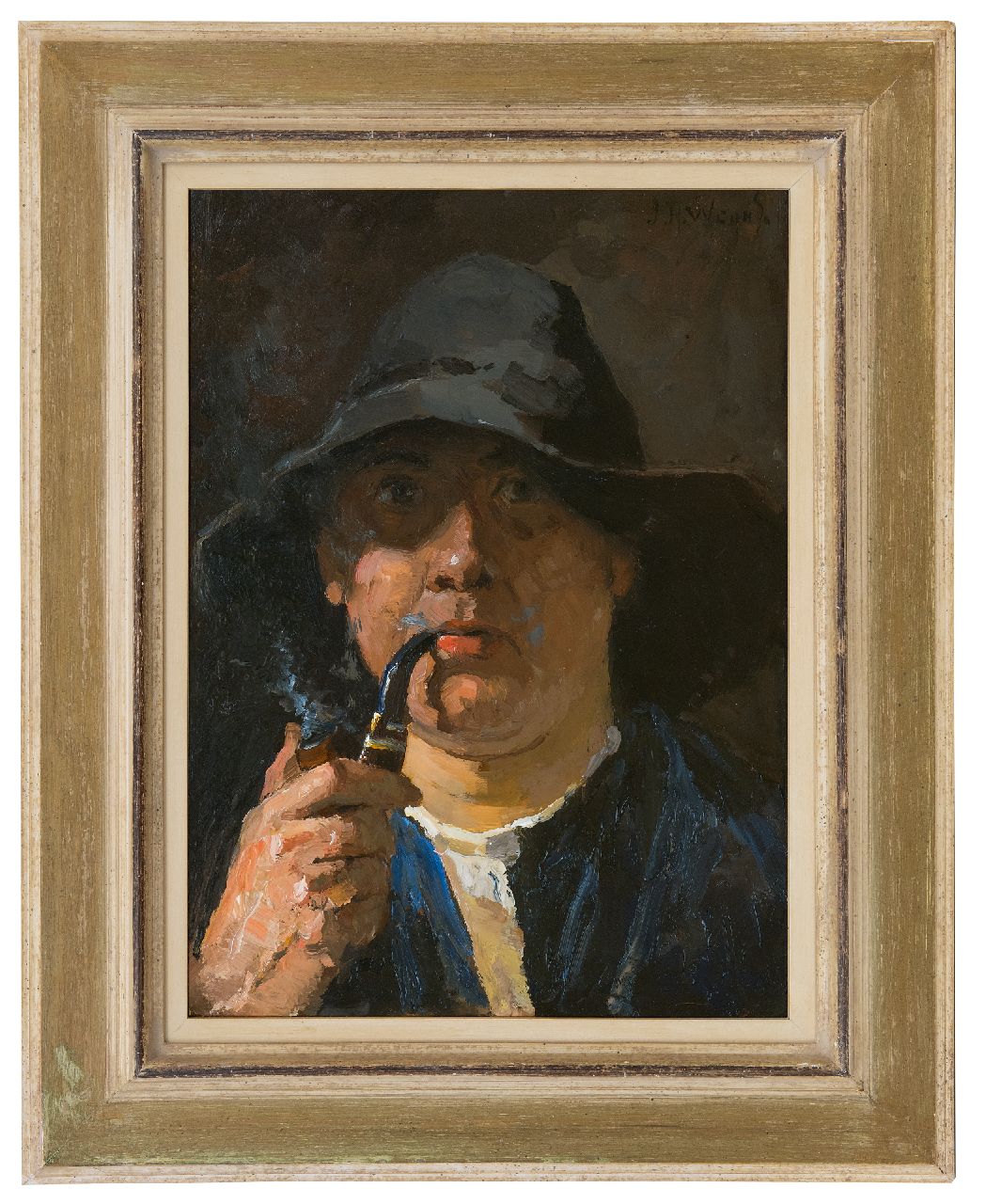 Weijns J.H.  | Jan Harm Weijns | Paintings offered for sale | Self portrait with pipe, oil on board 42.9 x 31.7 cm, signed u.r.