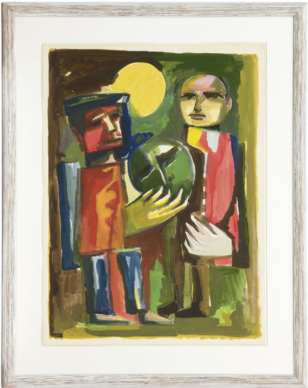 Elffers D.C.  | Dirk Cornelis 'Dick' Elffers, Two figures, gouache on paper 74.8 x 55.4 cm, signed l.l. and dated '58