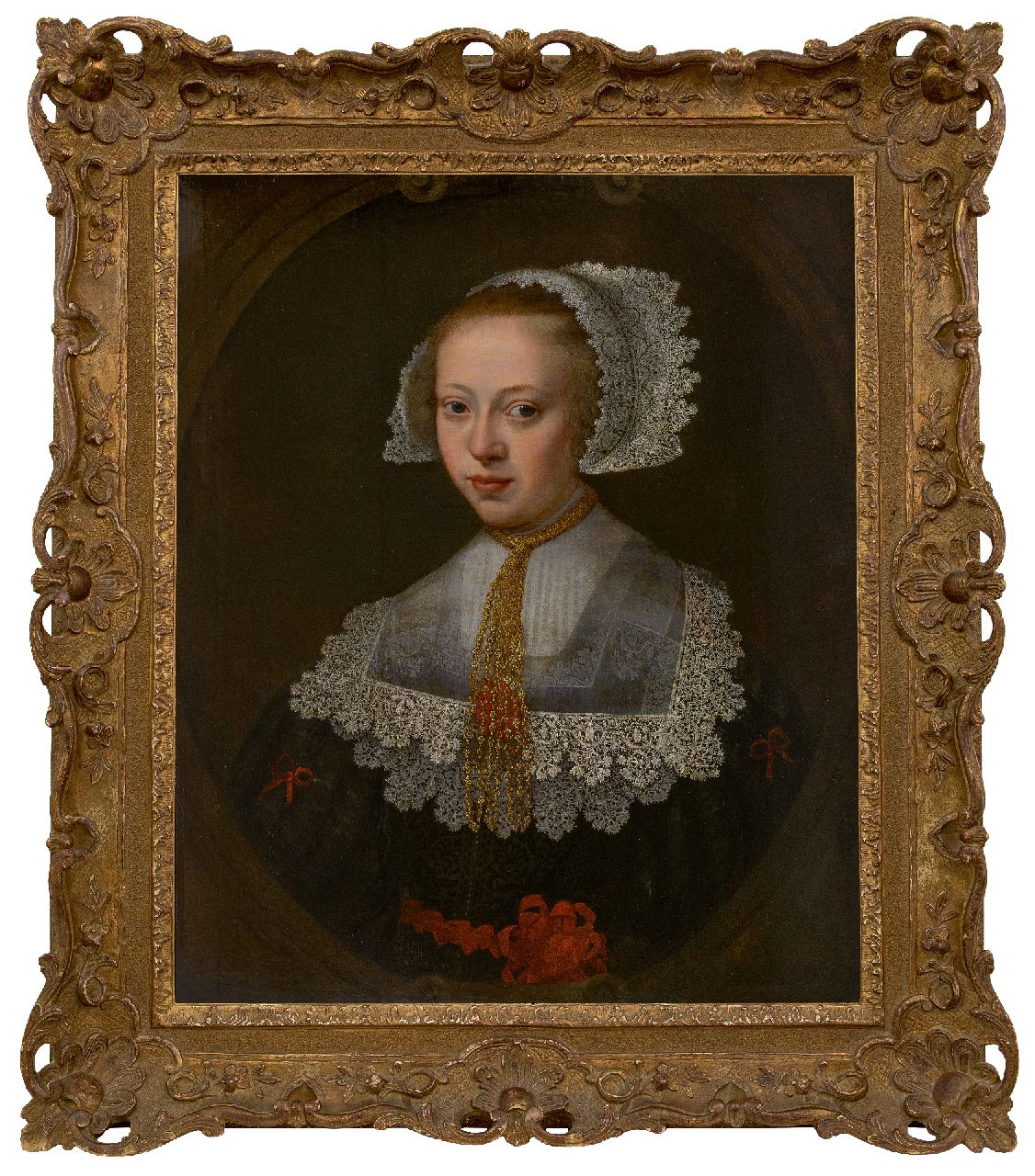 Hollandse School, 17e eeuw   | Hollandse School, 17e eeuw | Paintings offered for sale | Portrait of a woman in a Flemish flat lace collar, oil on panel 73.0 x 60.0 cm, ca 1650