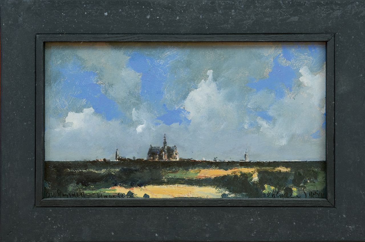 Hemert E. van | Evert van Hemert, Evert's Ruysdael, acrylic on board 19.6 x 35.0 cm, signed l.r. and dated 'Haarlem' MMXV