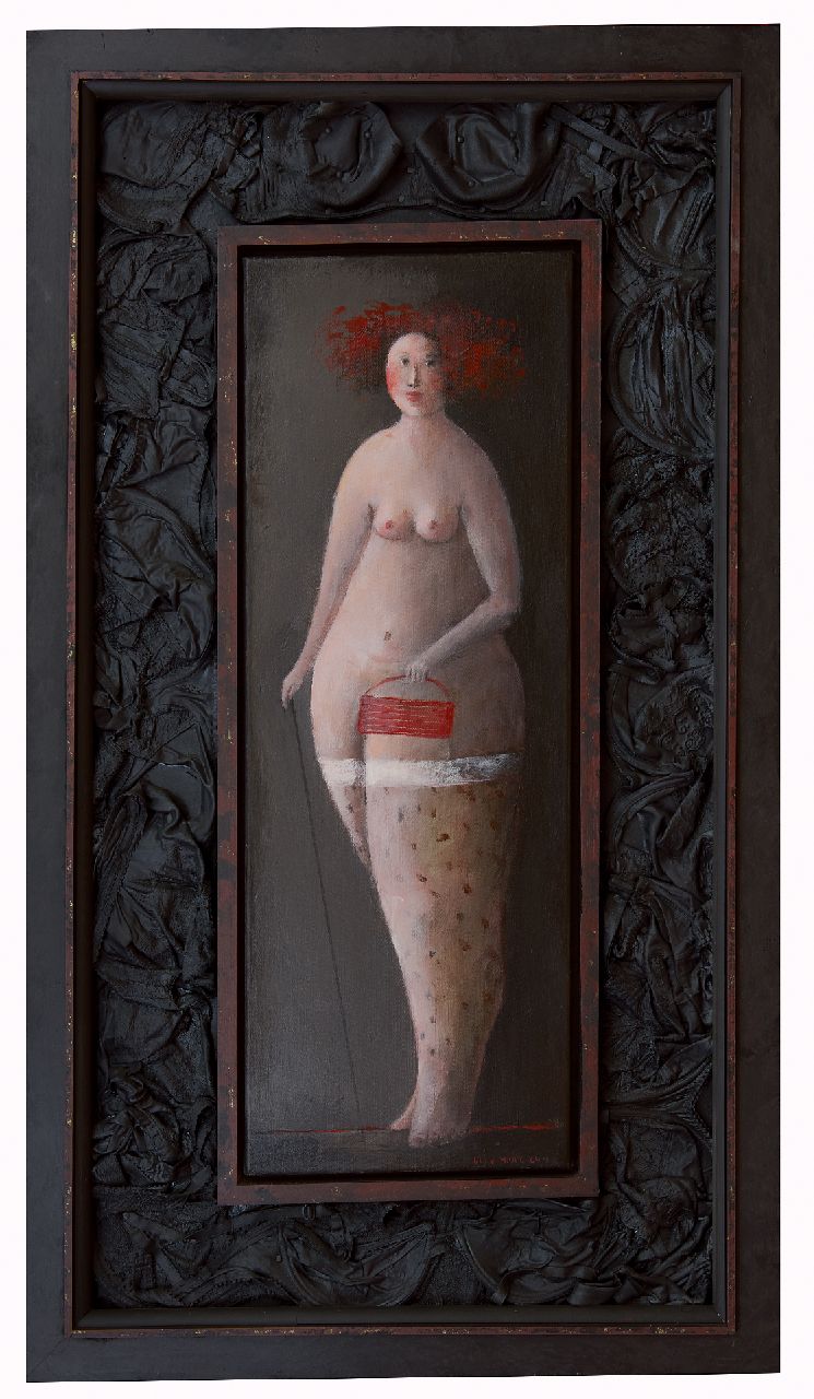 Hemert E. van | Evert van Hemert, White stockings, black bras, acrylic on canvas 124.2 x 69.8 cm, signed r.b. and dated 2011