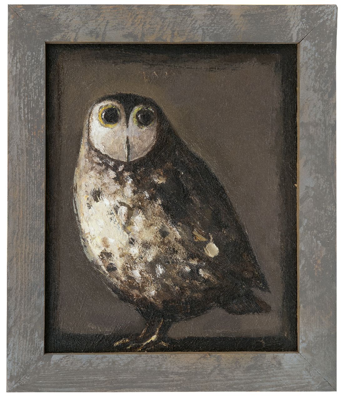 Hemert E. van | Evert van Hemert, Owl, acrylic on canvas 30.2 x 25.1 cm, signed u.c. with initials