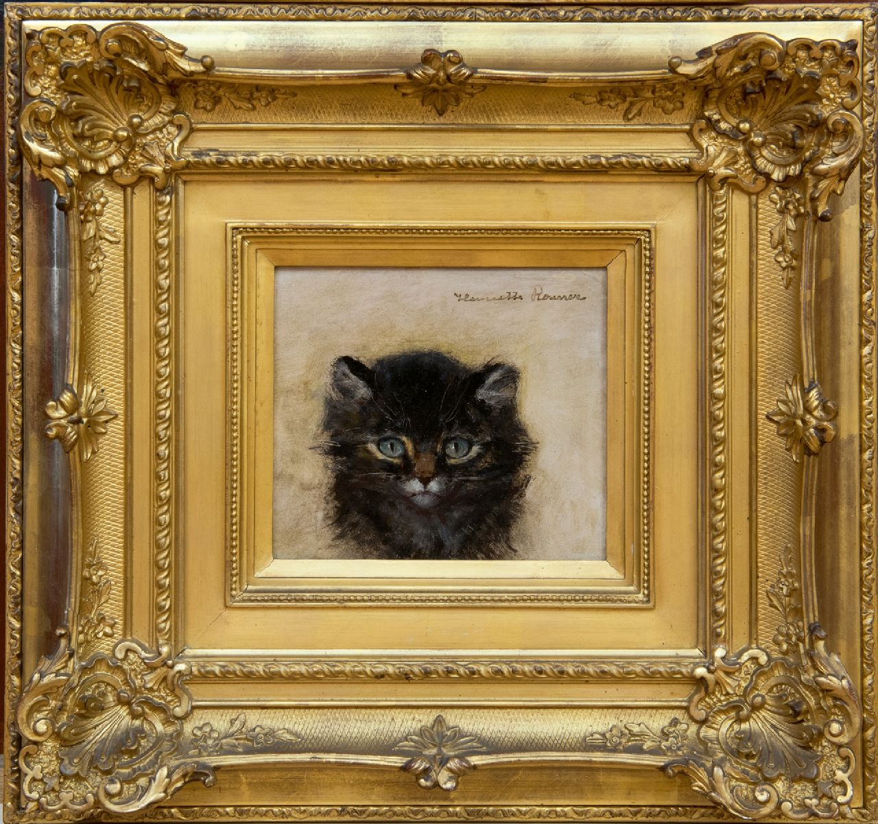 Ronner-Knip H.  | Henriette Ronner-Knip, Kitten, oil on panel 12.0 x 13.4 cm, signed u.r.