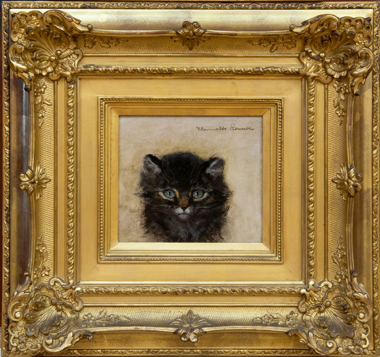 Ronner-Knip H.  | Henriette Ronner-Knip, Kitten, oil on panel 12.0 x 13.4 cm, signed u.r.