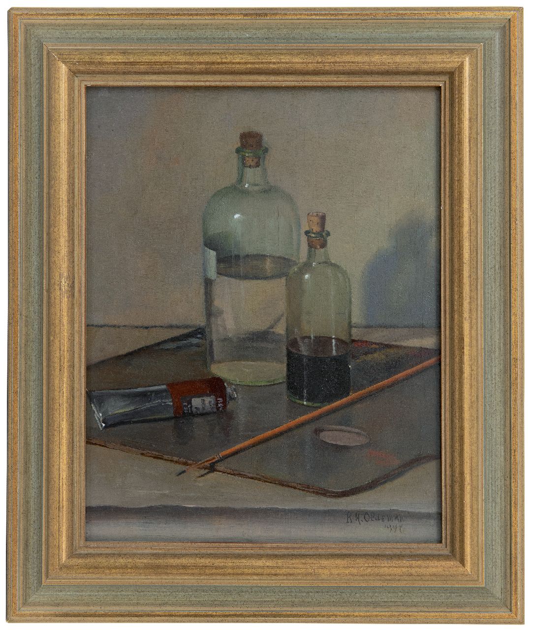 Oldeman R.H.  | Rudolf Hendrik Oldeman | Paintings offered for sale | A painters utensils, oil on panel 32.0 x 25.4 cm, signed l.r. and dated 1948