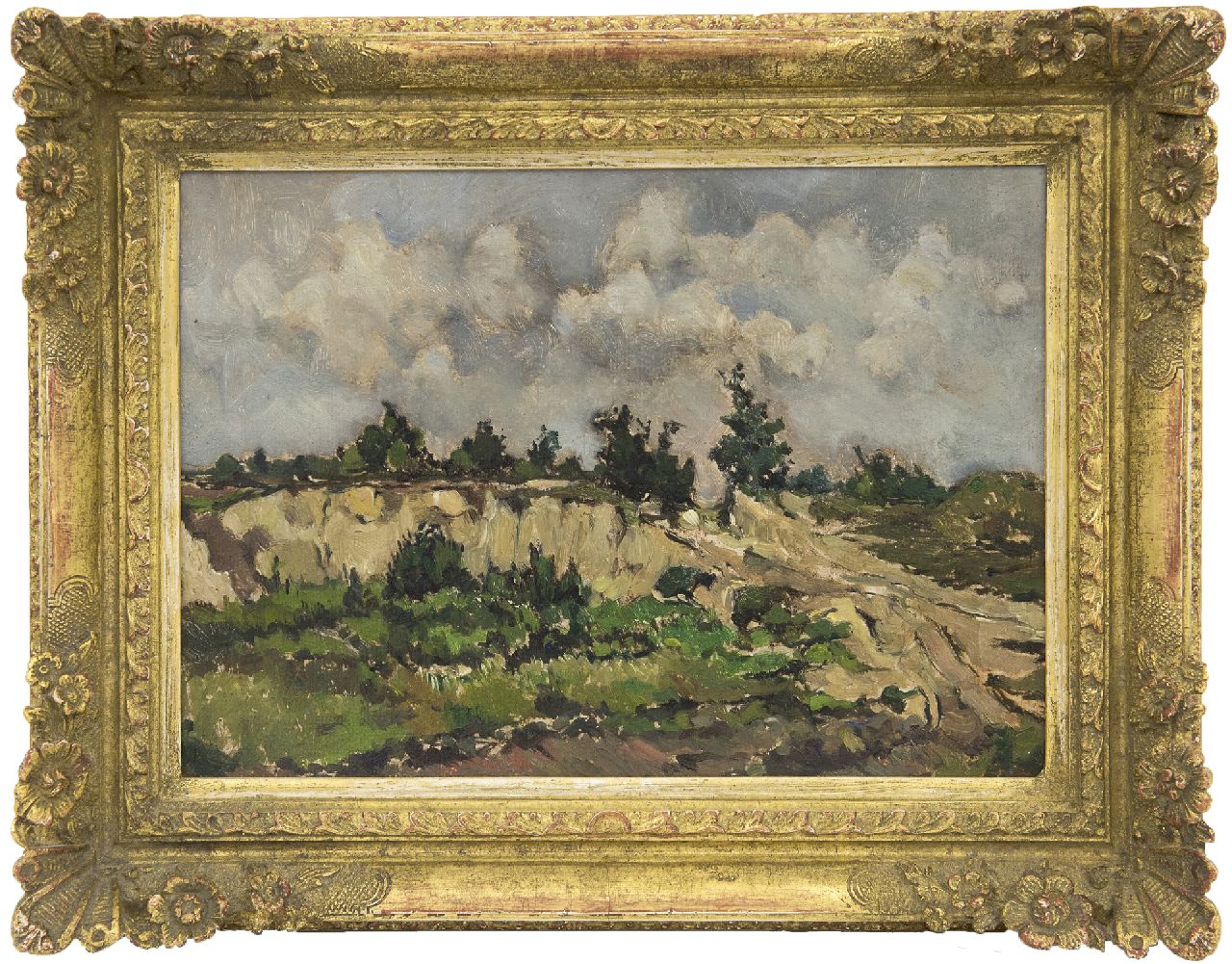 Ket D.H.  | Dirk Hendrik 'Dick' Ket | Paintings offered for sale | Sand excavation near Ede, oil on board 20.4 x 28.8 cm, signed on the reverse and dated '24 on the reverse