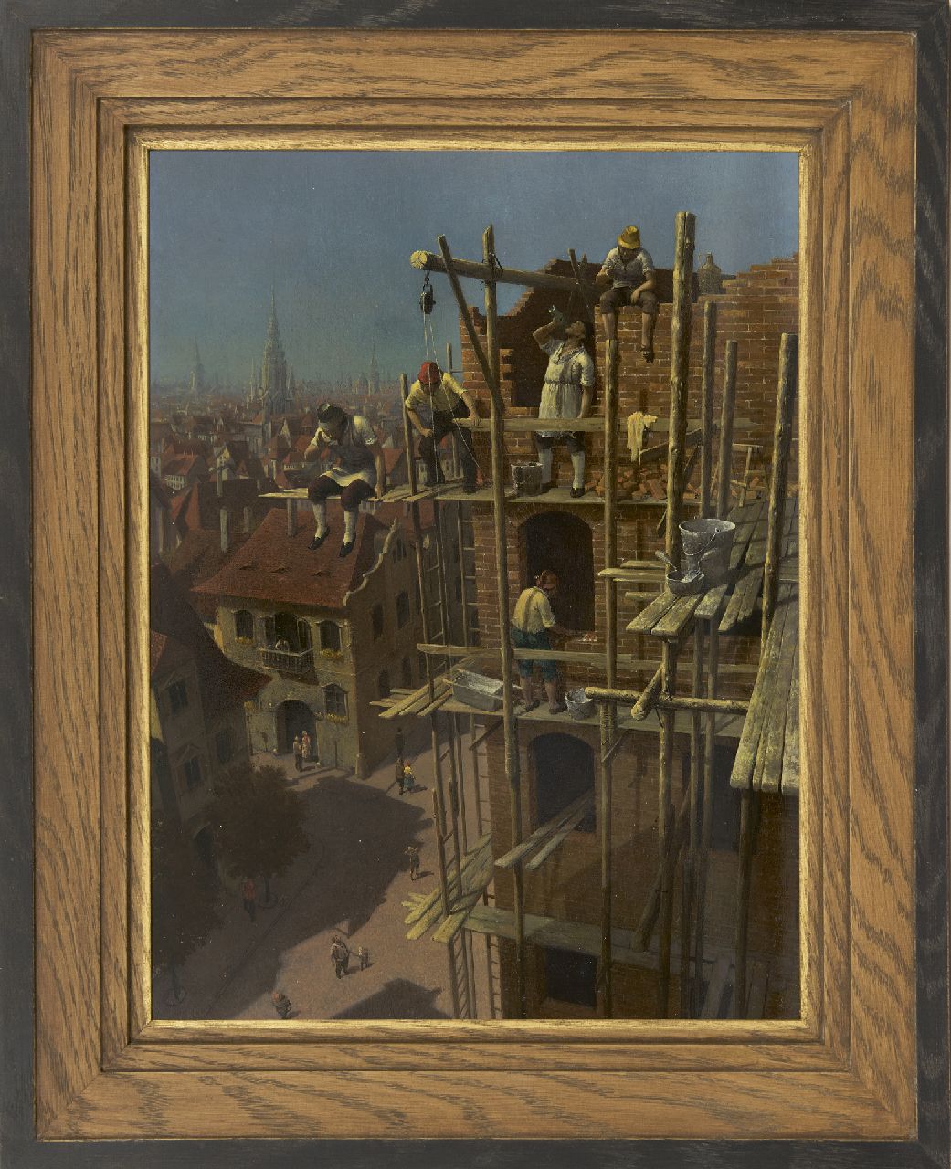 Gábor V.  | Vida Gábor | Paintings offered for sale | Construction site, oil on panel 45.7 x 30.7 cm, signed l.r. with initials and ca 1985-1990