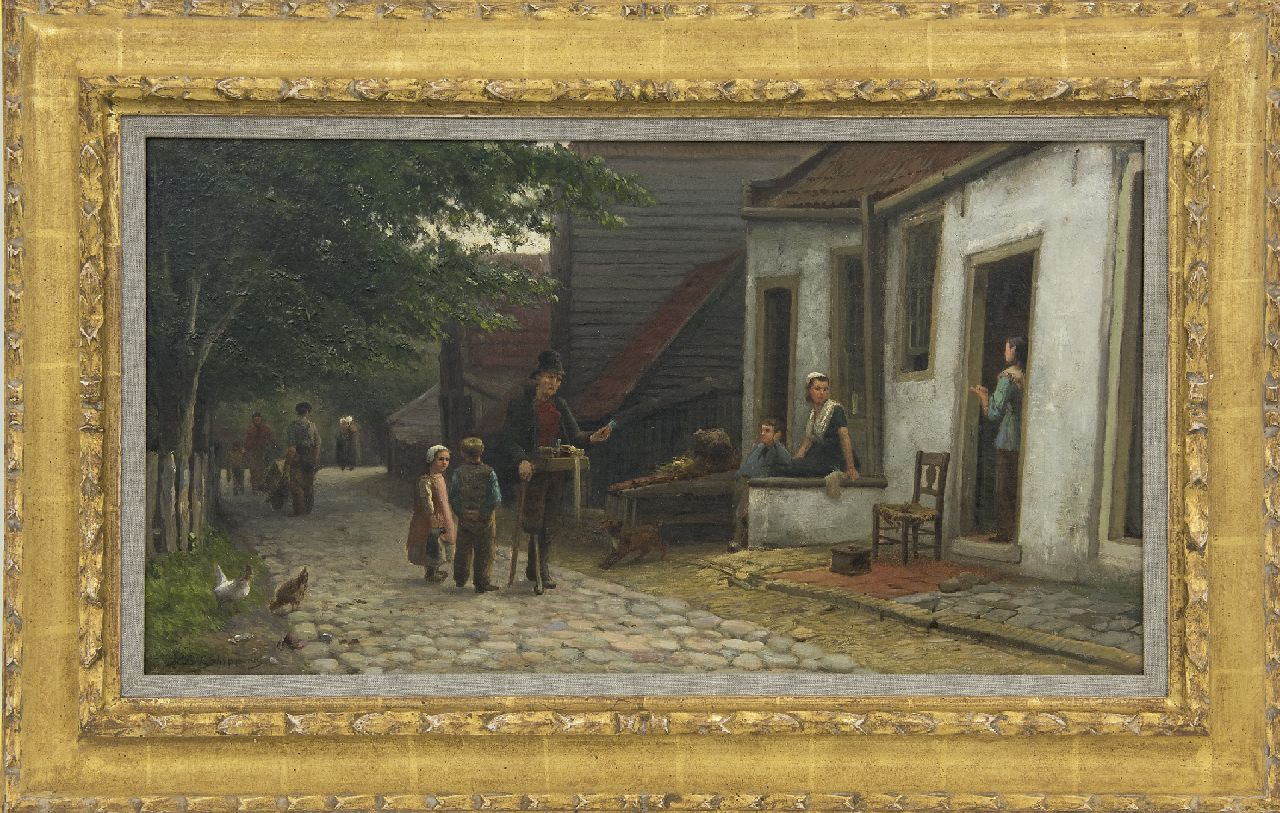 Schipperus P.A.  | Pieter Adrianus 'Piet' Schipperus, The peddler, oil on canvas 31.7 x 58.0 cm, signed l.l.