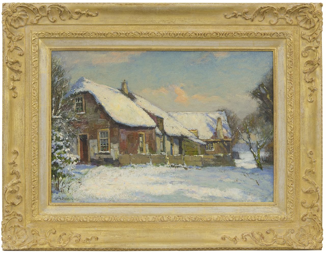 Soonius L.  | Lodewijk 'Louis' Soonius, A farm in a winter landscape, oil on canvas 35.5 x 50.4 cm, signed l.l.