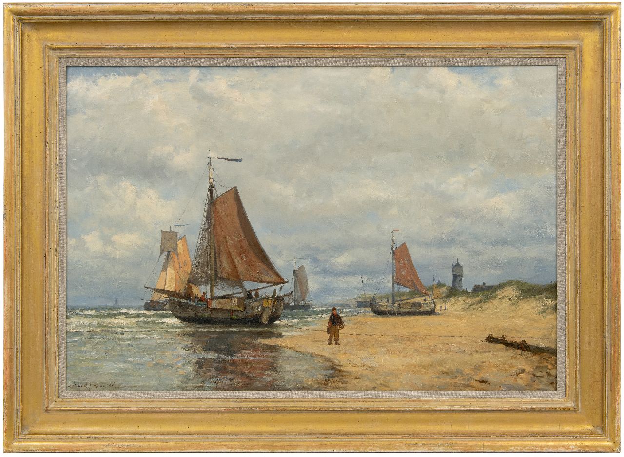 Koekkoek G.J.  | Gerardus Johannes 'Gerard' Koekkoek | Paintings offered for sale | Fishing vessels the beach of Katwijk, oil on canvas 52.5 x 79.5 cm, signed l.l.