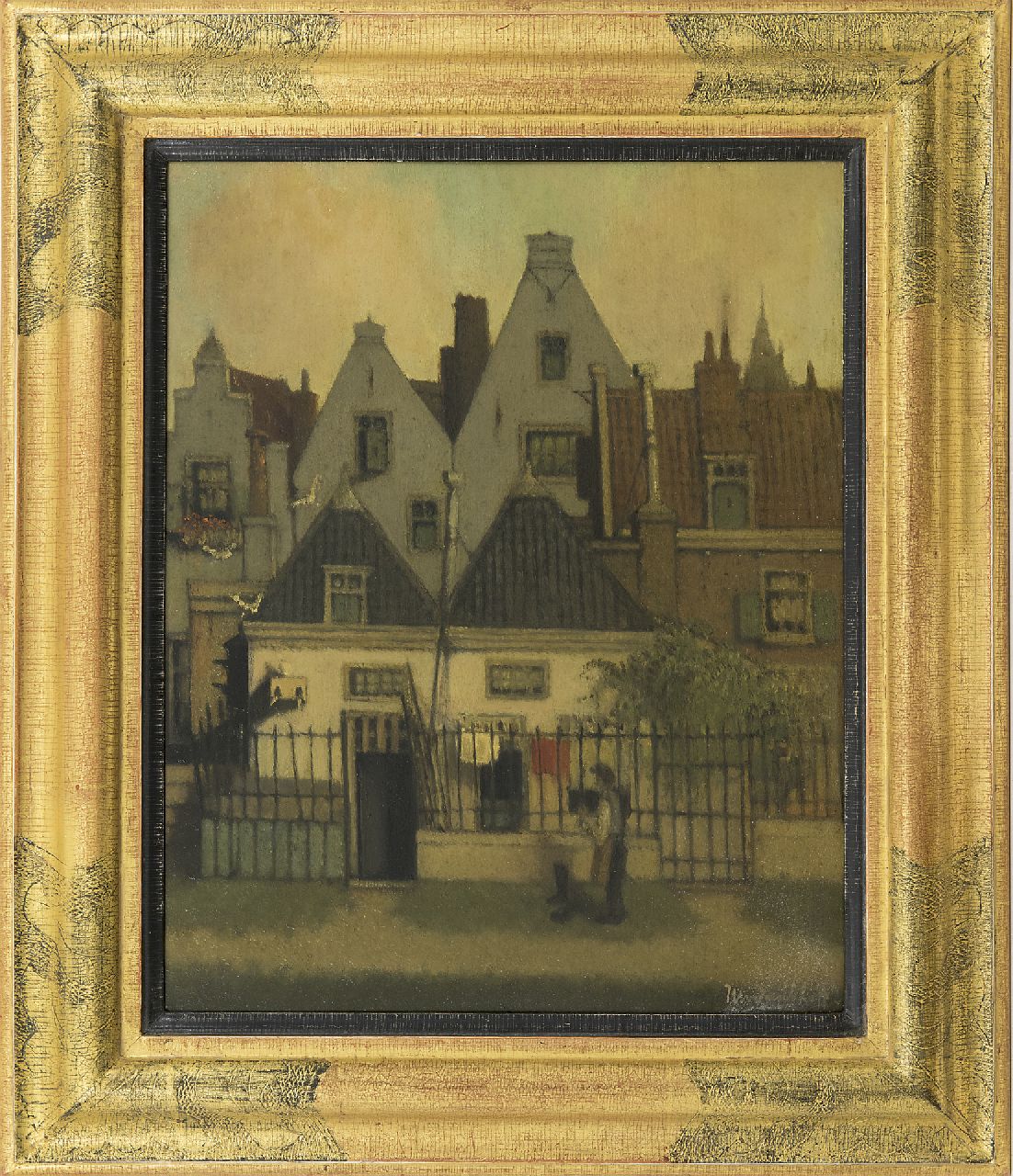 Daalhoff H.A. van | Hermanus Antonius 'Henri' van Daalhoff | Paintings offered for sale | A town view, oil on panel 40.3 x 32.1 cm, signed l.r.