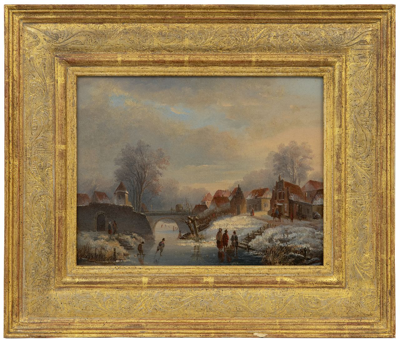 Parré M.  | Matthias Parré | Paintings offered for sale | Skating fun on the canal, oil on panel 22.0 x 30.1 cm