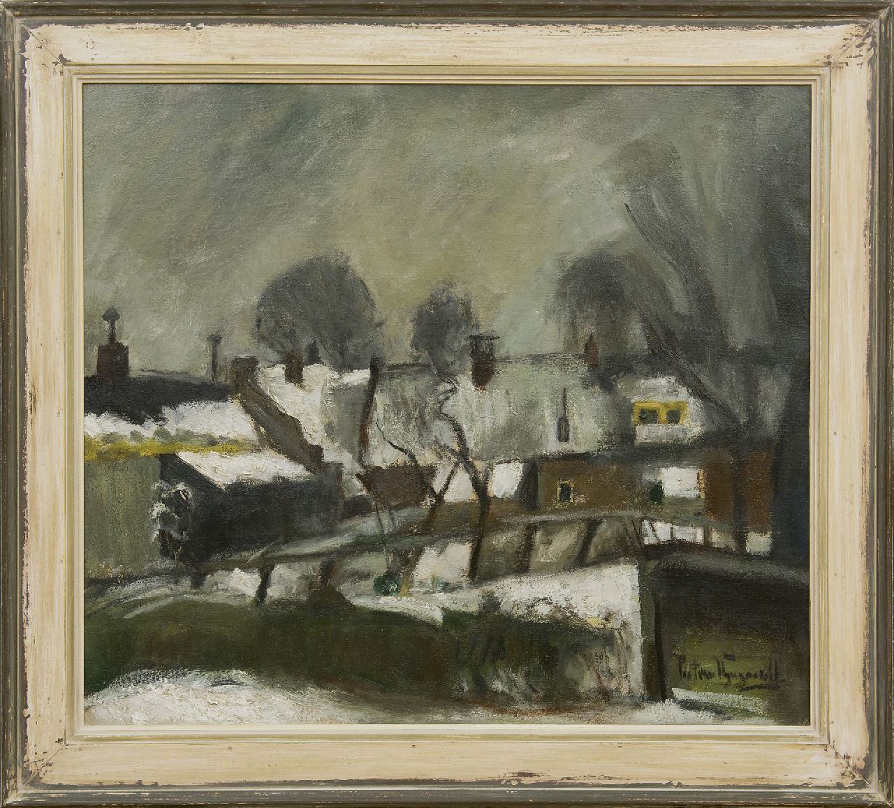 Wijngaerdt P.T. van | Petrus Theodorus 'Piet' van Wijngaerdt | Paintings offered for sale | The village Abcoude in winter, oil on canvas 70.7 x 80.4 cm, signed l.r. and dated 1946 on the reverse