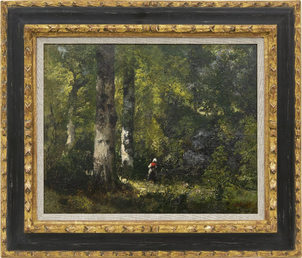 Diaz de la Peña N.V.  | Narcisse Virgile Diaz de la Peña, A faggot gatherer in the woods of Fontainebleau, oil on painter's board 32.3 x 40.6 cm, signed l.r.