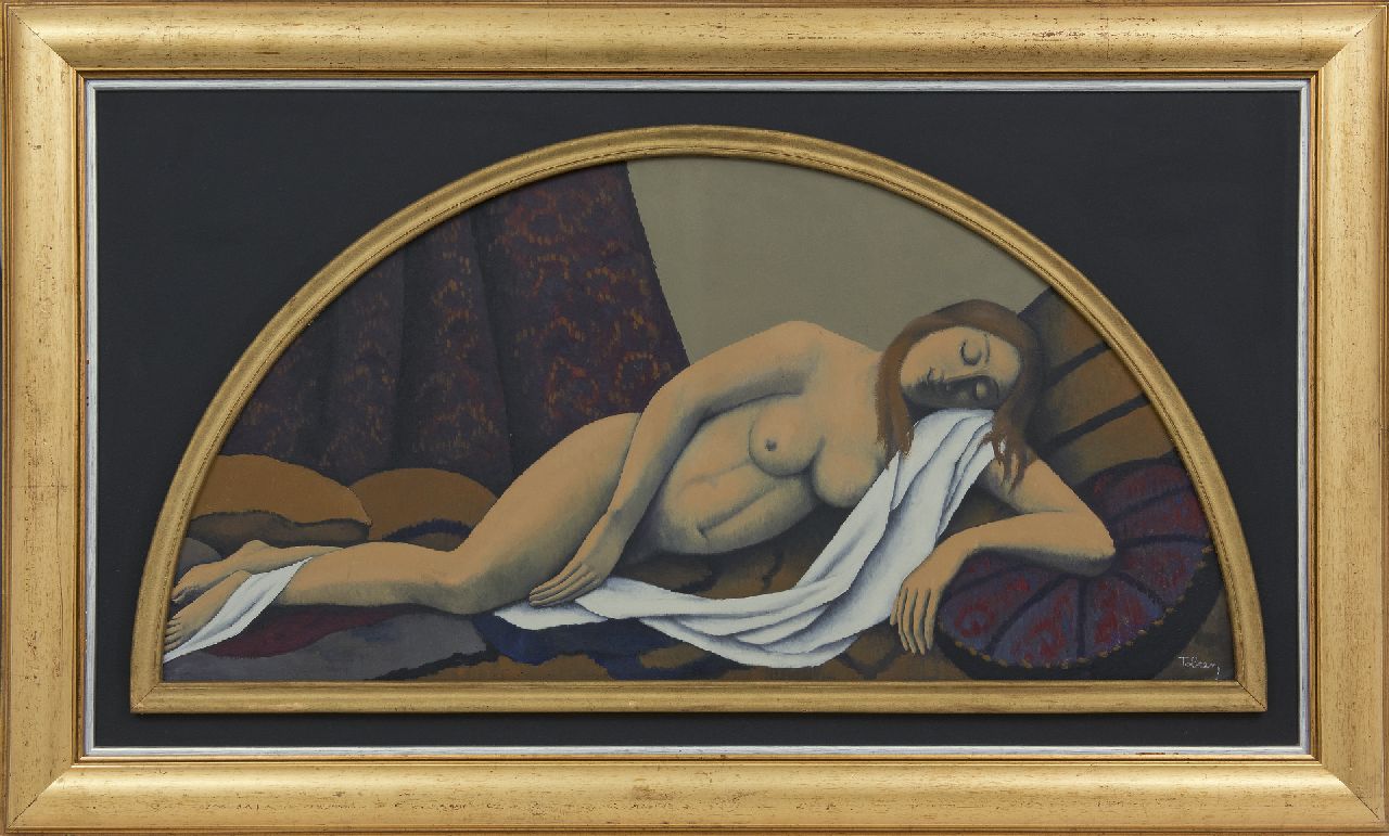 Tobeen (Félix Élie Bonnet)   | Tobeen (Félix Élie Bonnet) | Paintings offered for sale | Nu couché, oil on board 41.8 x 84.5 cm, signed l.r. and painted after 1920