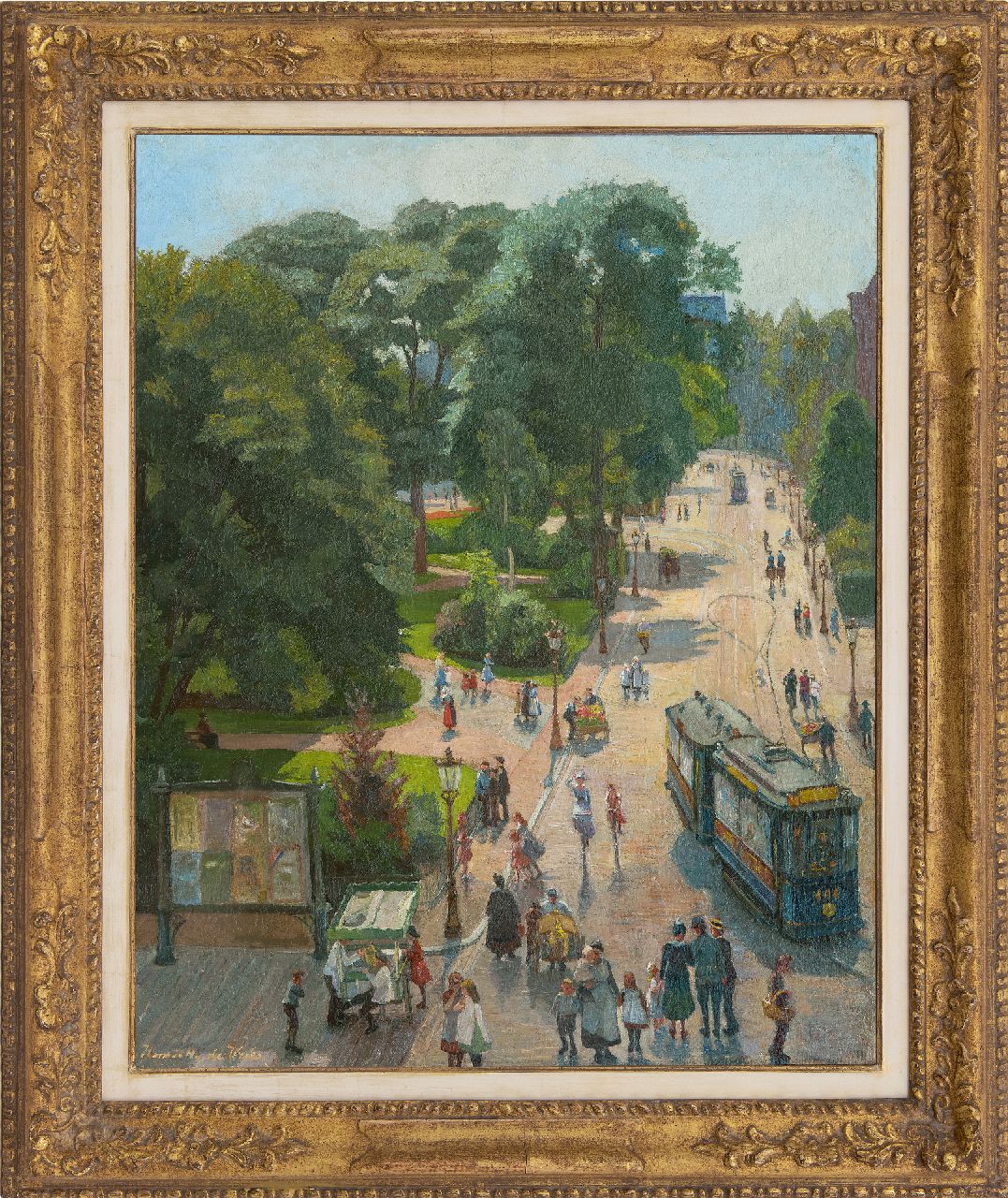 Vries S.C.H. de | Susanna Cornelia 'Henriëtte' de Vries, View on the Leidse Bosje in Amsterdam, oil on canvas 77.8 x 61.9 cm, signed l.l.