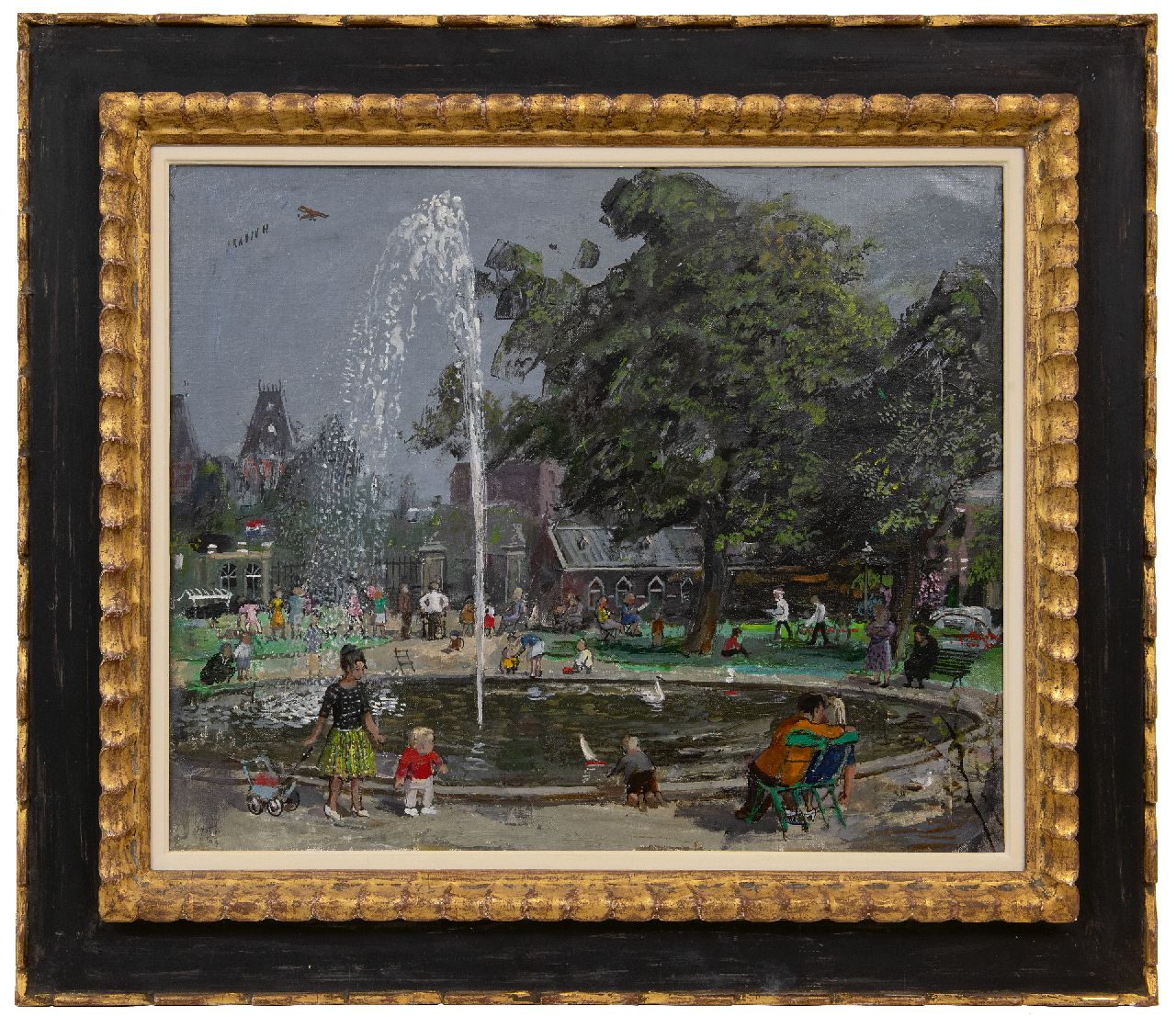 Kamerlingh Onnes H.H.  | 'Harm' Henrick Kamerlingh Onnes | Paintings offered for sale | A summer afternoon in the park, Amsterdam, oil on canvas 50.4 x 61.2 cm, signed l.l. with monogram and dated '63