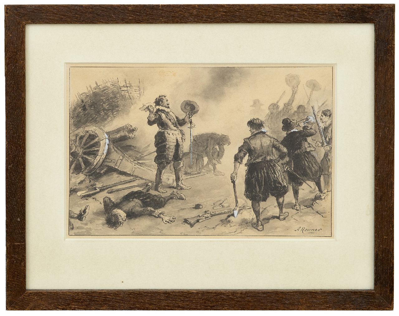 Ronner A.  | Alfred Ronner | Watercolours and drawings offered for sale | Victory on the battle field, ink and gouache on paper 14.7 x 21.7 cm, signed l.r.