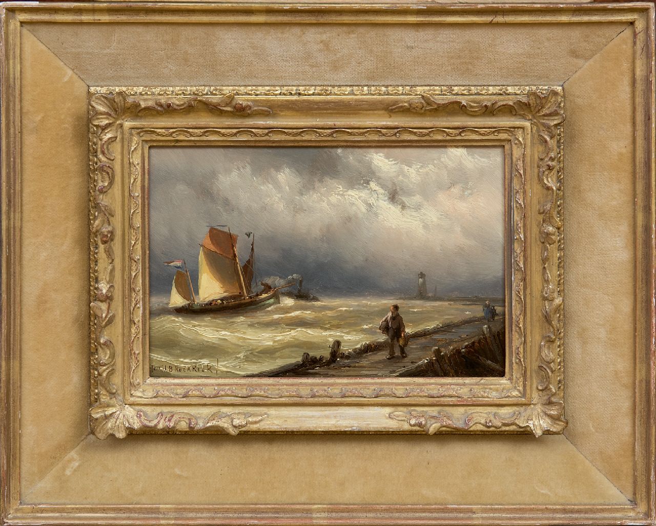 Koekkoek J.H.B.  | Johannes Hermanus Barend 'Jan H.B.' Koekkoek | Paintings offered for sale | Entering the harbour, oil on panel 12.2 x 18.4 cm, signed l.l. and dated on the reverse