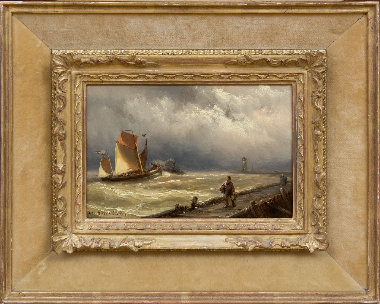 Koekkoek J.H.B.  | Johannes Hermanus Barend 'Jan H.B.' Koekkoek, Entering the harbour, oil on panel 12.2 x 18.4 cm, signed l.l. and dated on the reverse