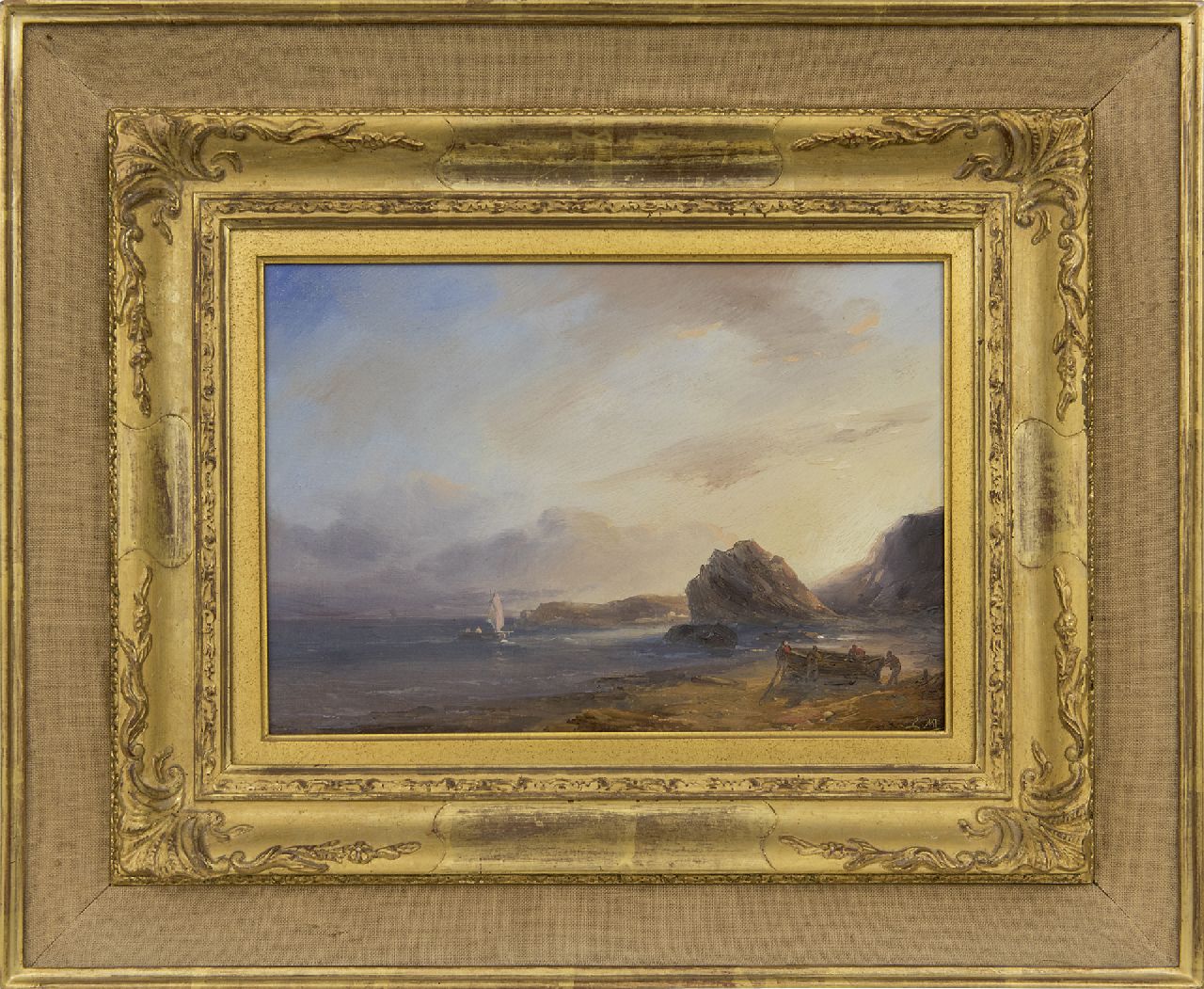 Meijer J.H.L.  | Johan Hendrik 'Louis' Meijer | Paintings offered for sale | Rocky coast, oil on panel 20.0 x 29.0 cm, gesigneerd rechtsonder met monogram