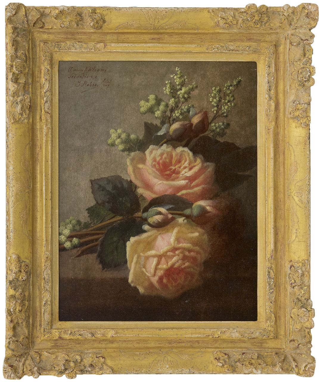 Robie J.B.  | Jean-Baptiste Robie | Paintings offered for sale | Roses on a ledge, oil on panel 36.3 x 27.0 cm, signed u.l. and dated 'Août' 1907
