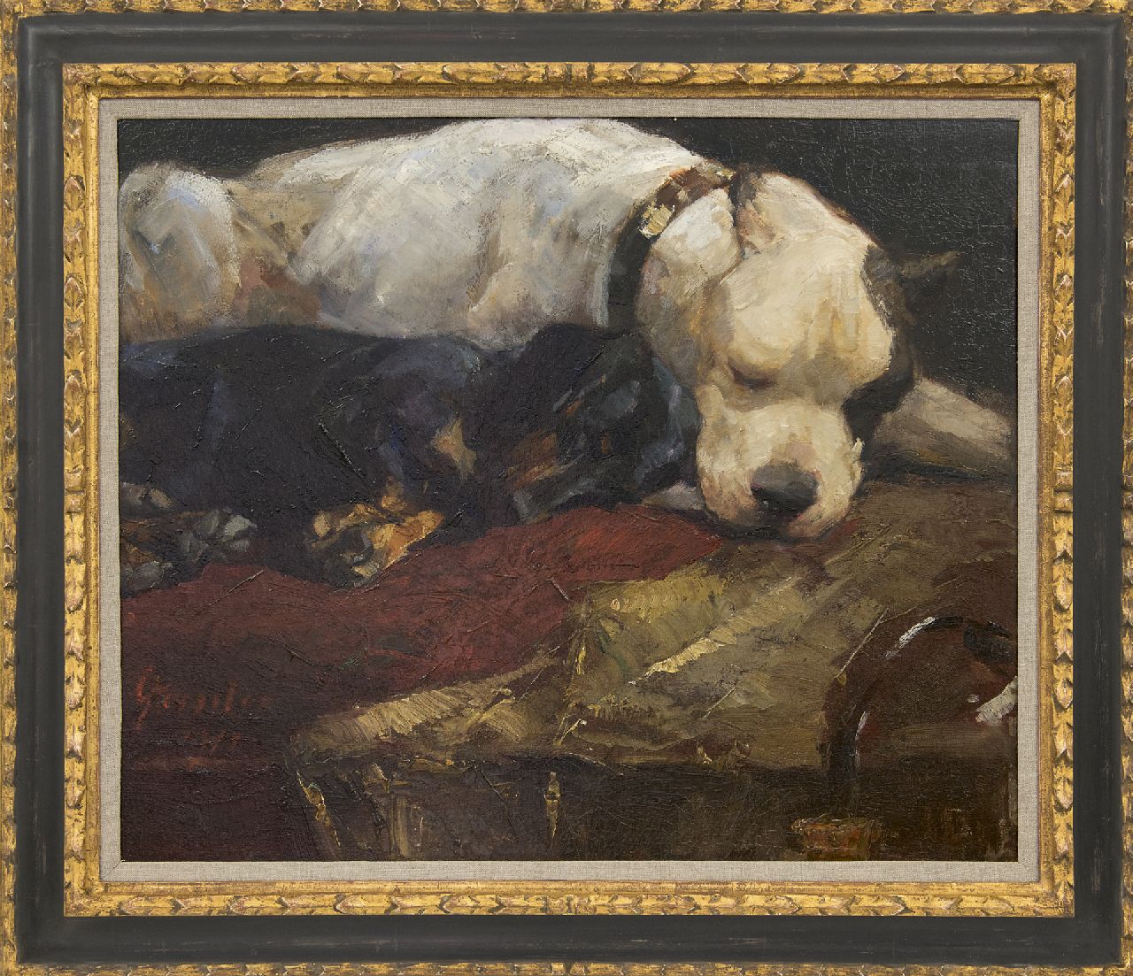 Geissler A.  | Arthur Geissler, Best friends, oil on painter's board 50.6 x 60.5 cm, signed l.l. and dated 1911