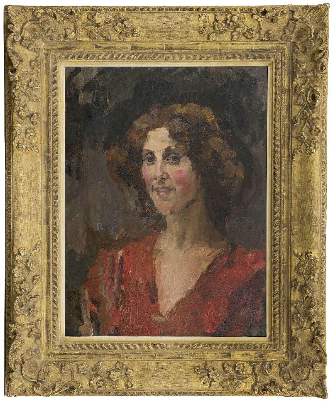 Israels I.L.  | 'Isaac' Lazarus Israels, Portrait of the artist's friend Sophie de Vries, oil on canvas laid down on board 60.3 x 45.6 cm, signed l.l.