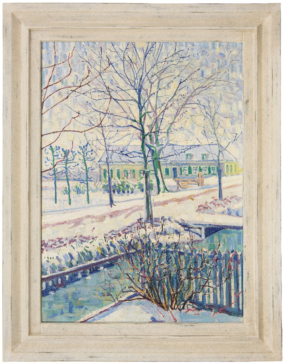 Schuhmacher W.G.C.  | Wijtze Gerrit Carel 'Wim' Schuhmacher | Paintings offered for sale | Snow landscape near Hillegersberg, Rotterdam, oil on canvas 80.4 x 57.8 cm, painted ca. 1915