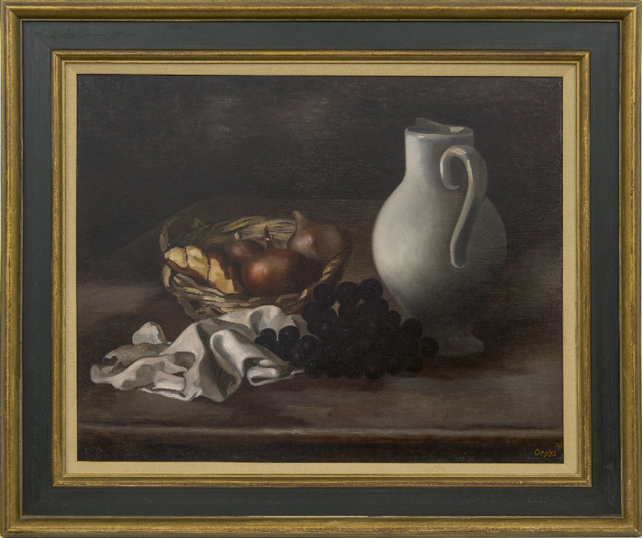 Oepts W.A.  | Willem Anthonie 'Wim' Oepts, A still life with onions in a basket and a white jug, oil on canvas 50.8 x 61.7 cm, signed l.r. and dated '32