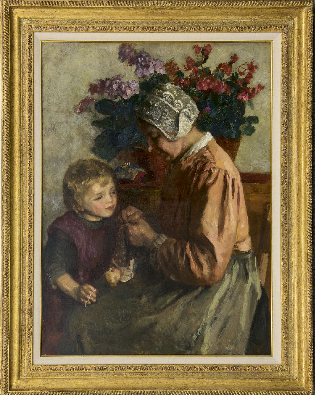 Neuhuys J.A.  | Johannes 'Albert' Neuhuys, Mother's work, oil on canvas 100.3 x 74.7 cm, signed l.l.