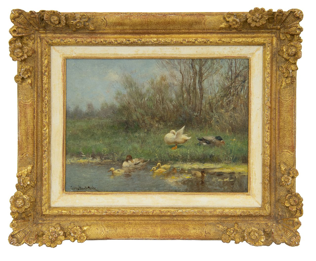 Artz C.D.L.  | 'Constant' David Ludovic Artz | Paintings offered for sale | Ducks and ducklings on a river bank, oil on panel 18.1 x 23.9 cm, signed l.l. and without frame