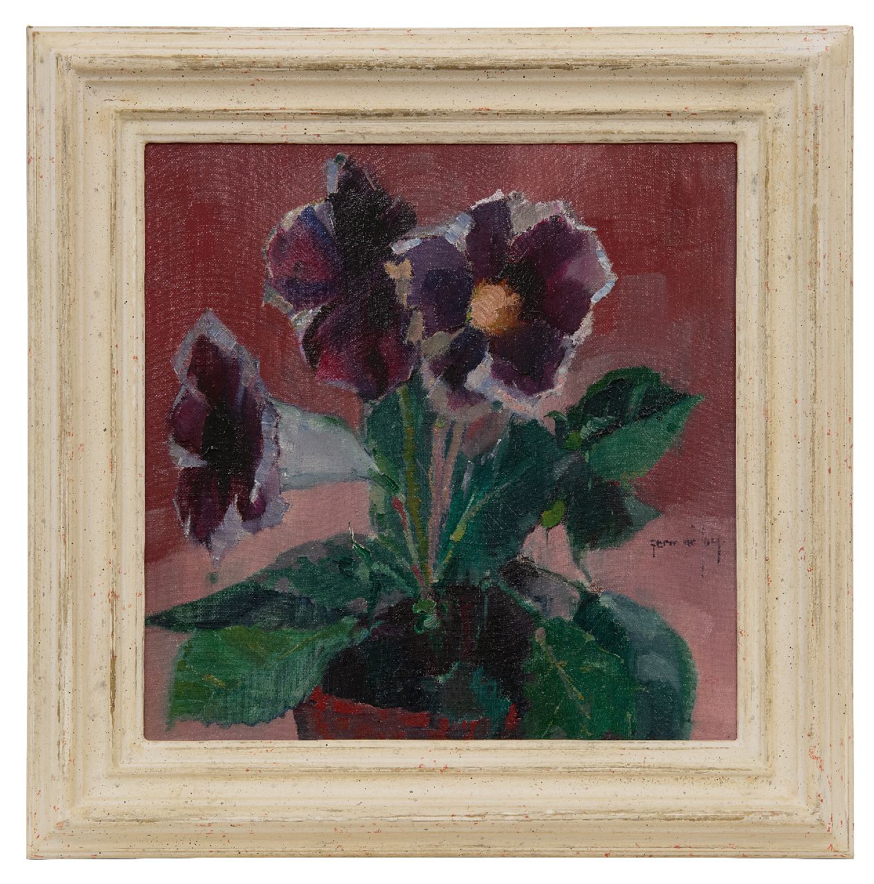 Jong G. de | Gerben 'Germ' de Jong | Paintings offered for sale | Gloksinia in bloom, oil on canvas 30.5 x 30.2 cm, signed c.r.
