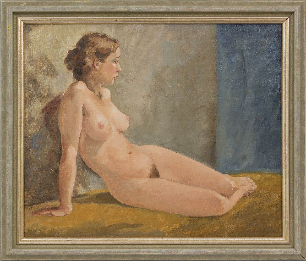 Hamers P.J.  | Philippus Jacob 'Flip' Hamers, Seated nude, oil on canvas 50.2 x 60.0 cm, signed l.r.